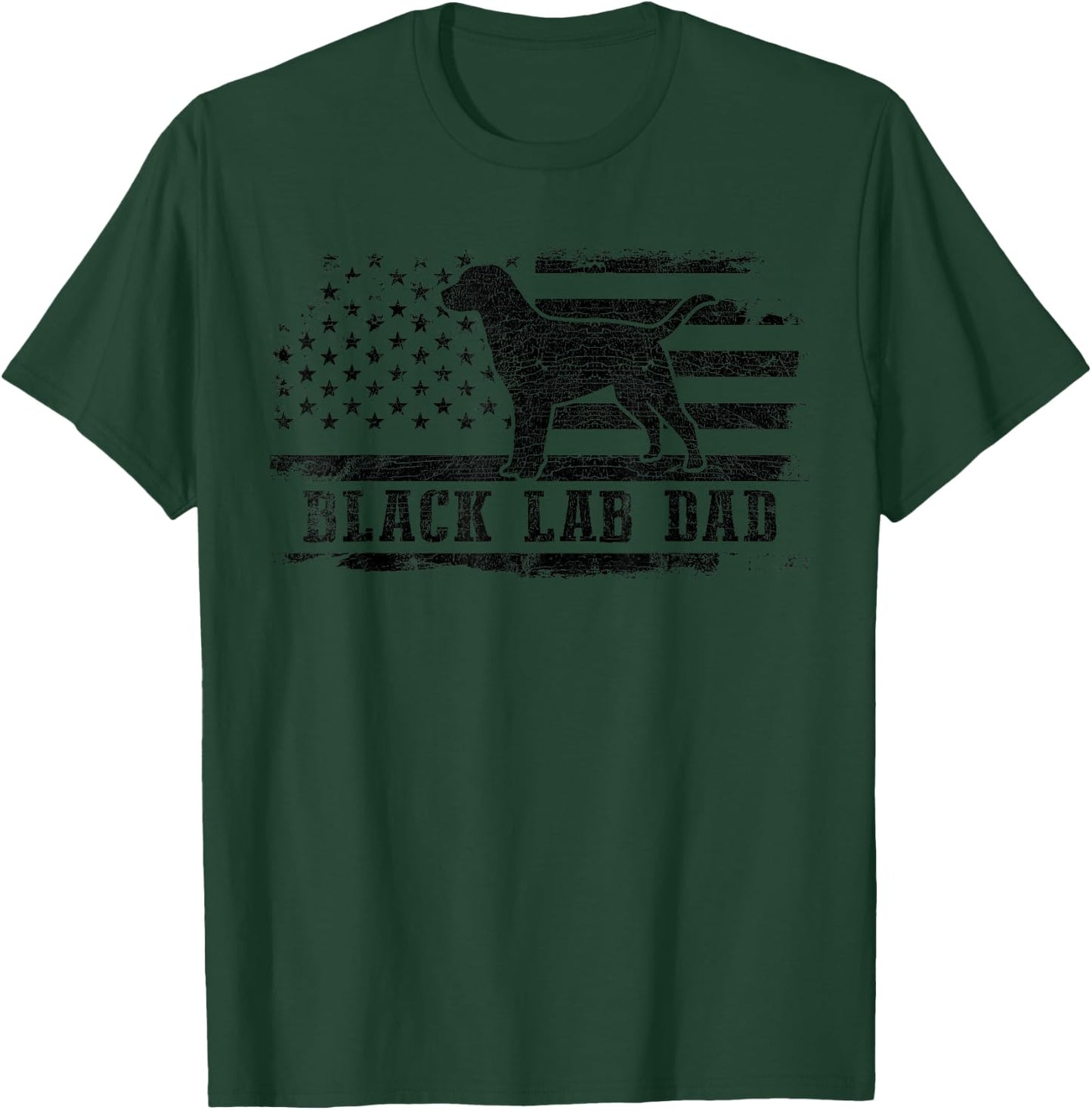 Black Lab Dad Distressed American Flag Patriotic Dog T-Shirt - T-Shirt | Forest