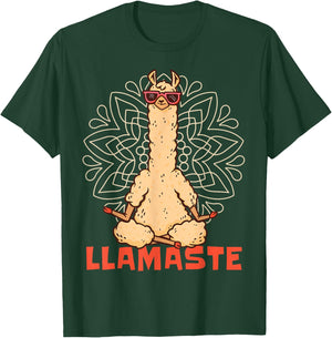 Funny Llama Yoga Lamaste Namaste Meditation T-Shirt - T-Shirt | Forest
