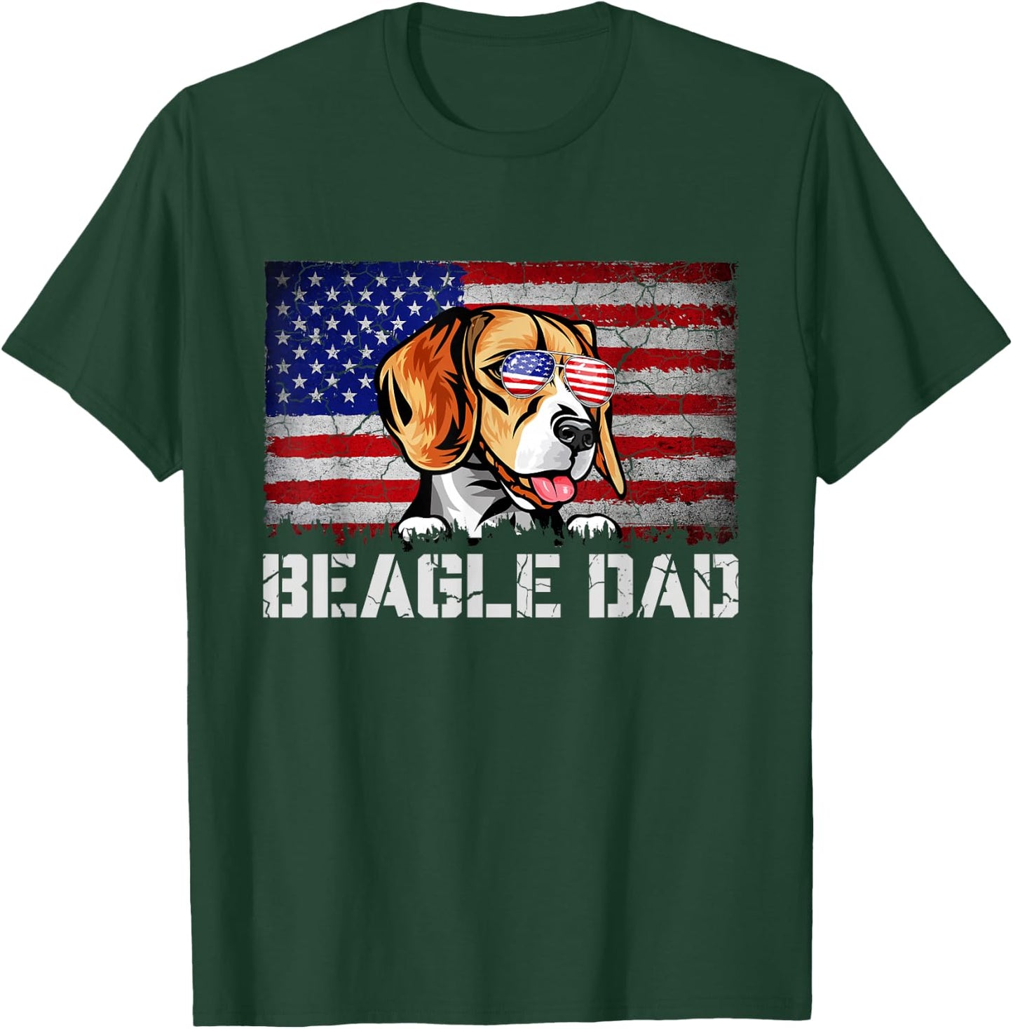 Patriotic Beagle Dad American Flag 4th Of July Men T-Shirt - T-Shirt | Forest