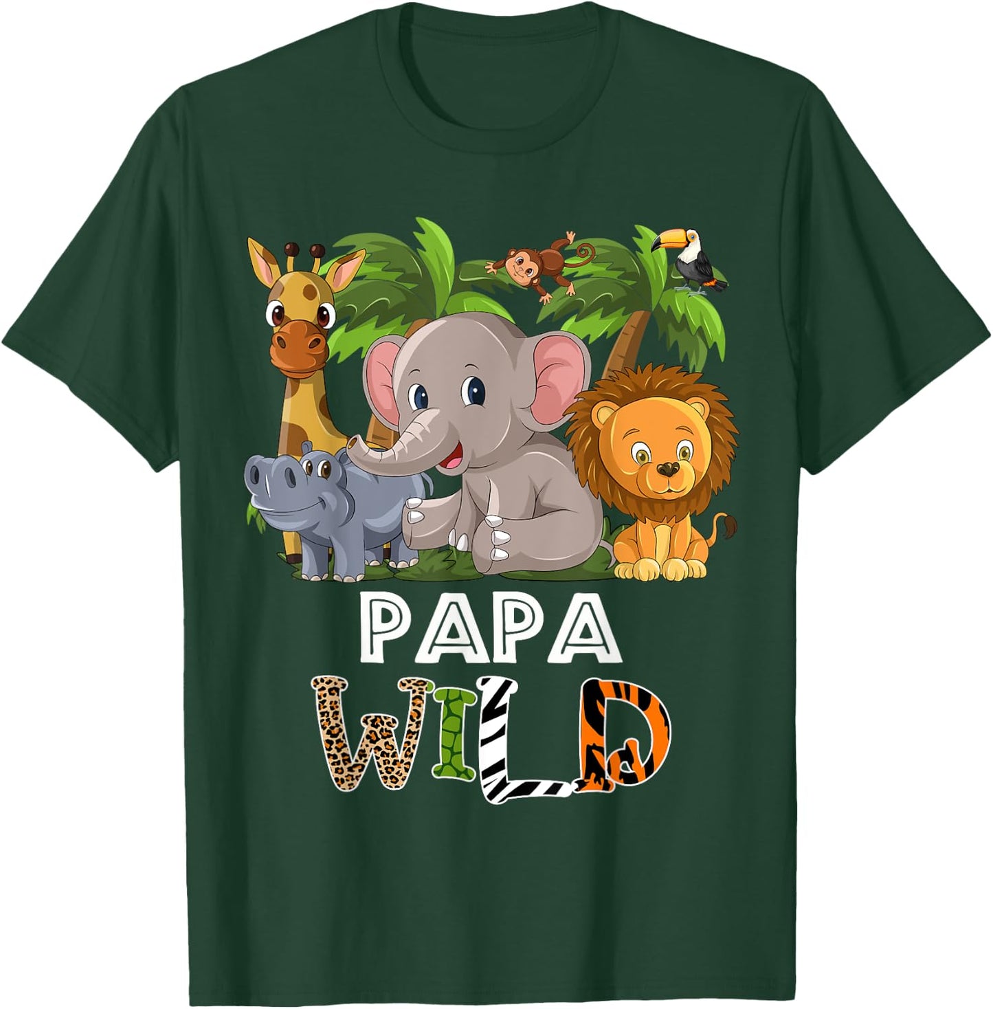 Papa Wild Zoo Theme Birthday Safari Jungle Matching Party T-Shirt - T-Shirt | Forest