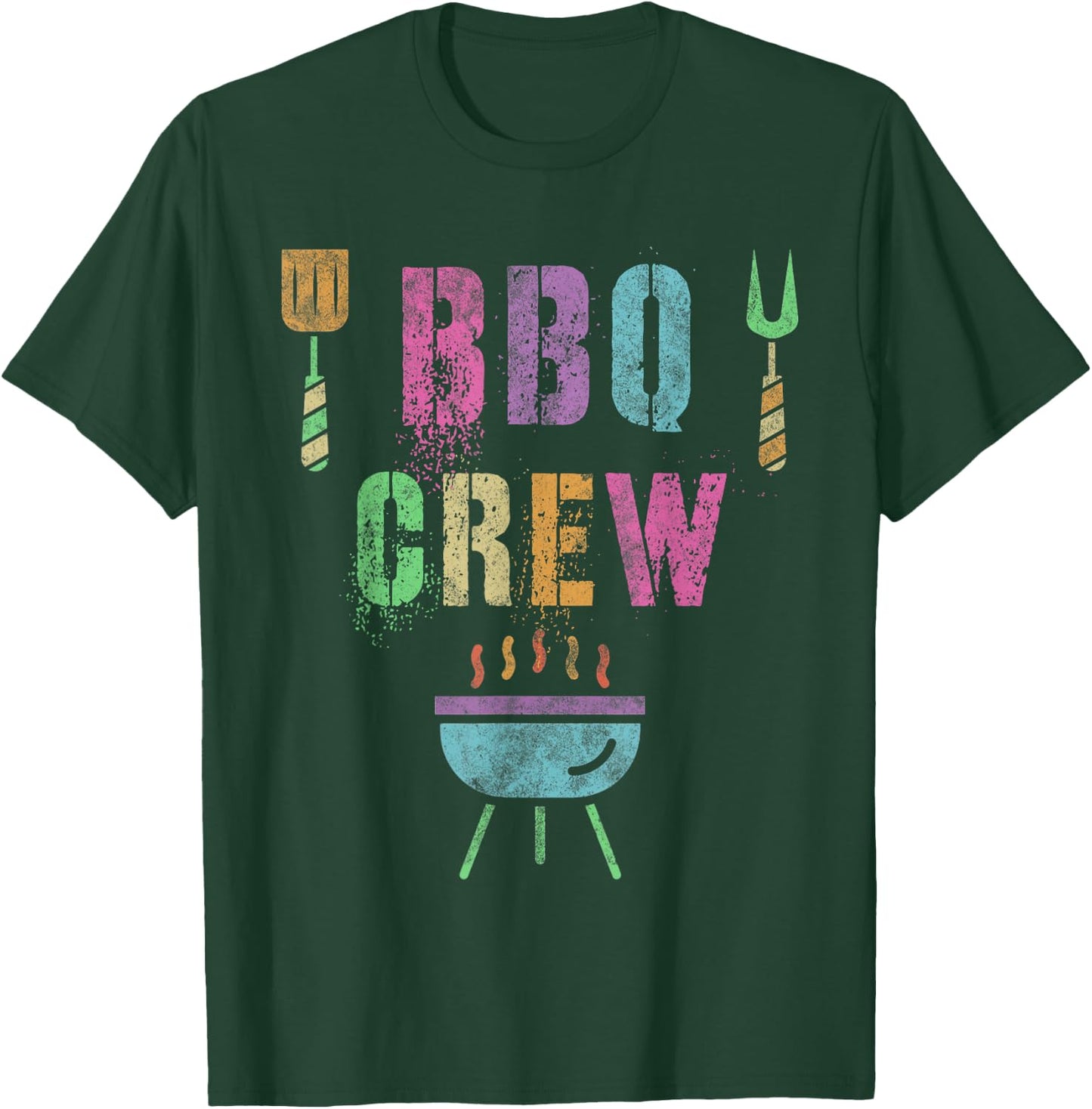 Funny BBQ CREW Grill Chef Cook Squad Cooking Summer Grilling T-Shirt - T-Shirt | Forest