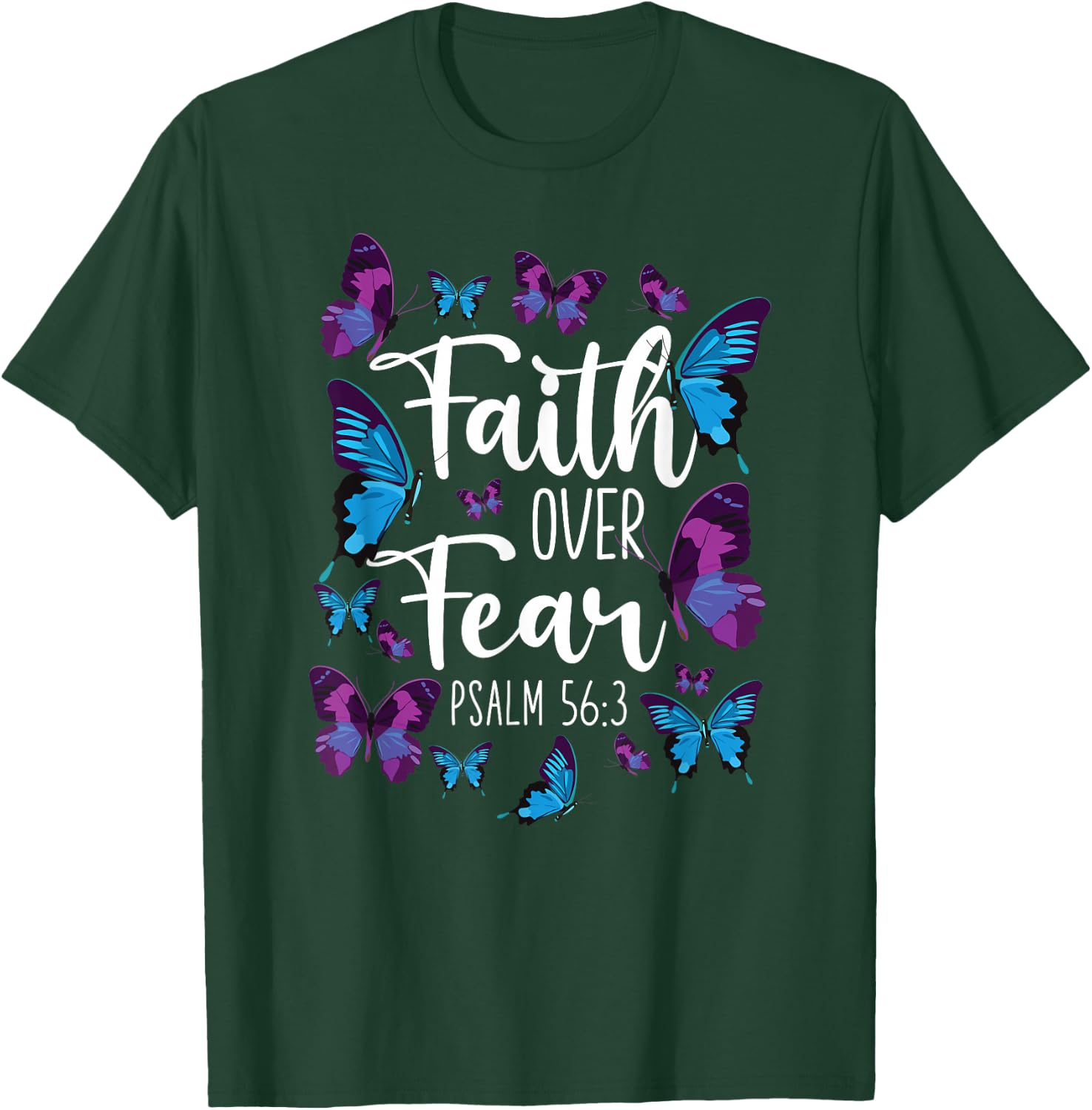 Christian Bible Verse Quote Butterfly Psalm 56:3 T-Shirt - T-Shirt | Forest