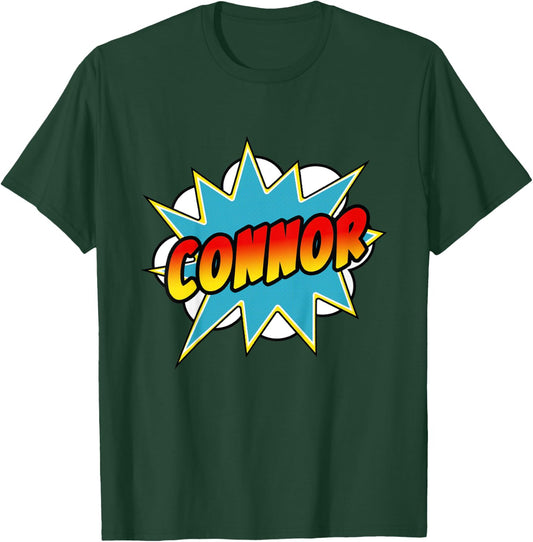 Kids Boys Connor Comic Book Superhero Name T-Shirt - T-Shirt | Forest