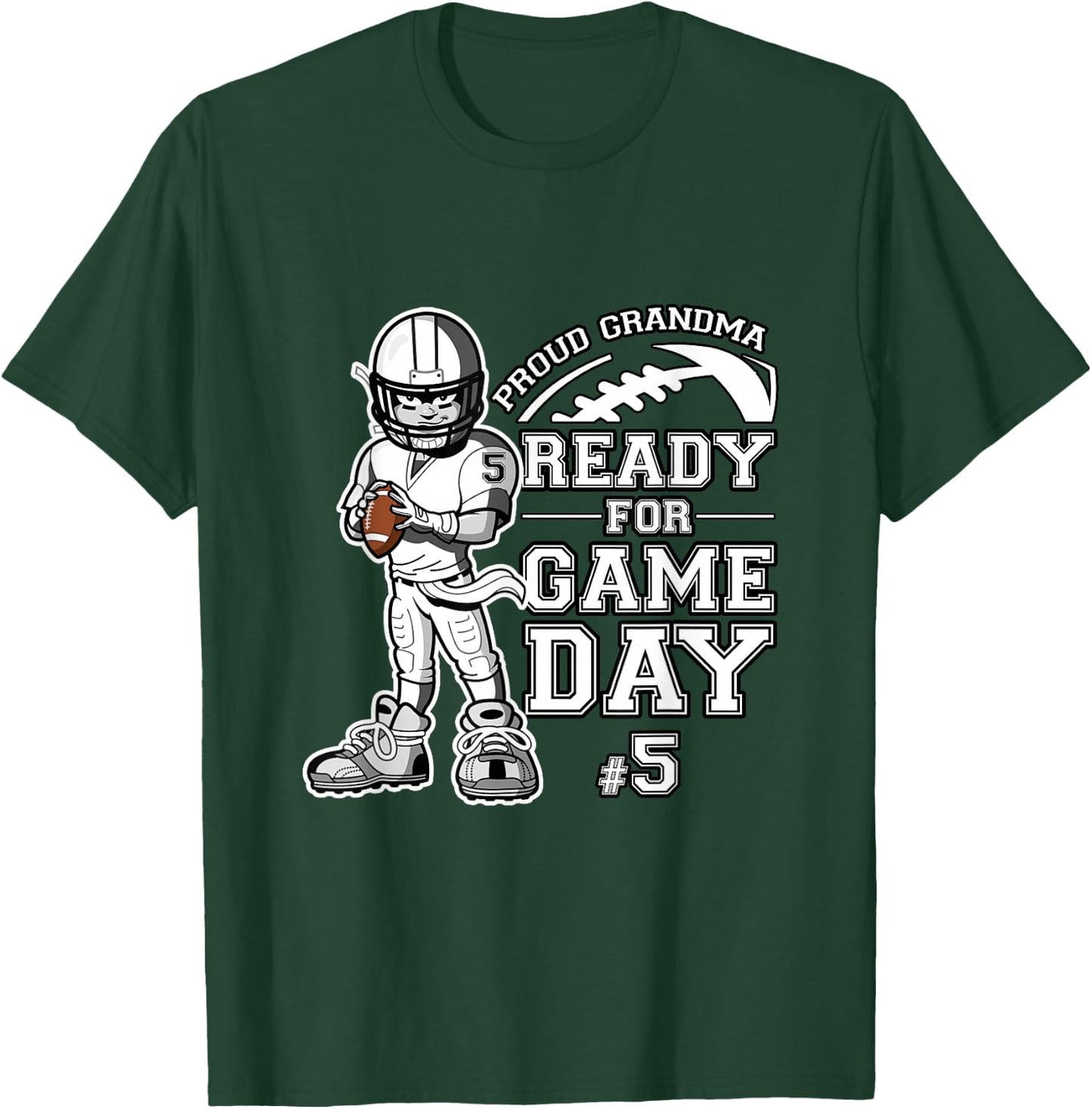 Custom Proud Football Grandma Number 5 Personalized Women T-Shirt - T-Shirt | Forest