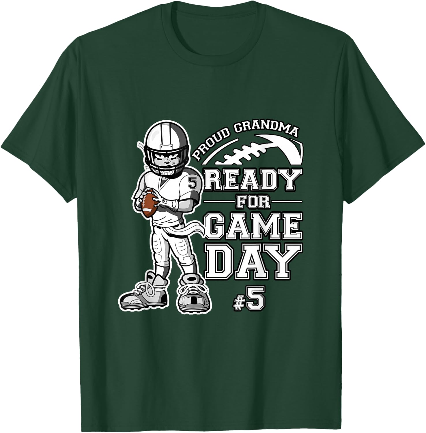 Custom Proud Football Grandma Number 5 Personalized Women T-Shirt - T-Shirt | Forest