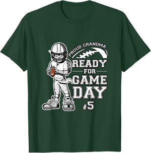 Custom Proud Football Grandma Number 5 Personalized Women T-Shirt - T-Shirt | Forest