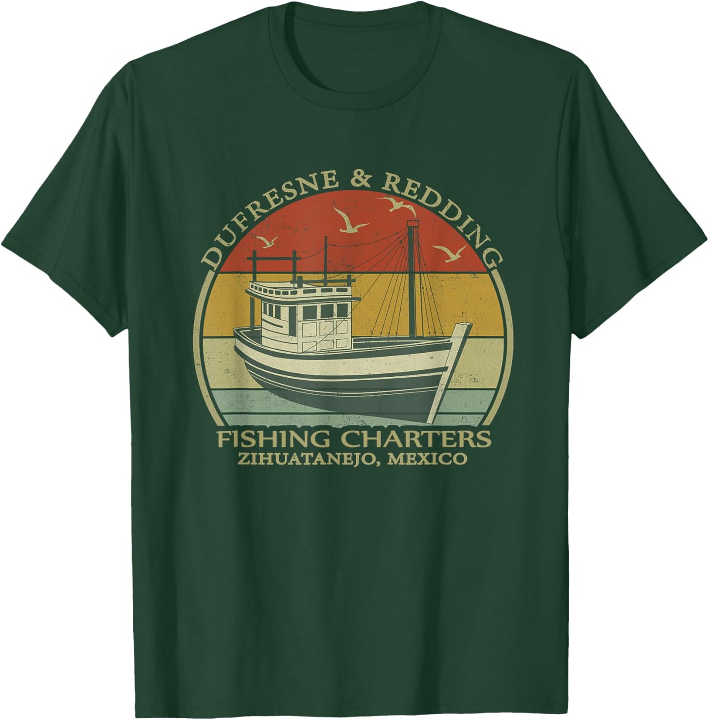 Dufresne And Redding Fishing Charters - Vintage fishing Boat T-Shirt - T-Shirt | Forest
