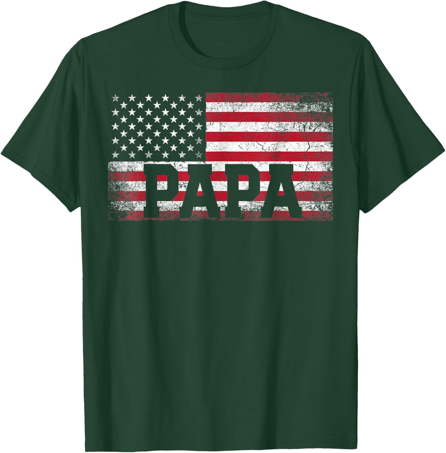 Papa American Flag Father's Day 4th of July Grandpa T-Shirt - T-Shirt | Forest