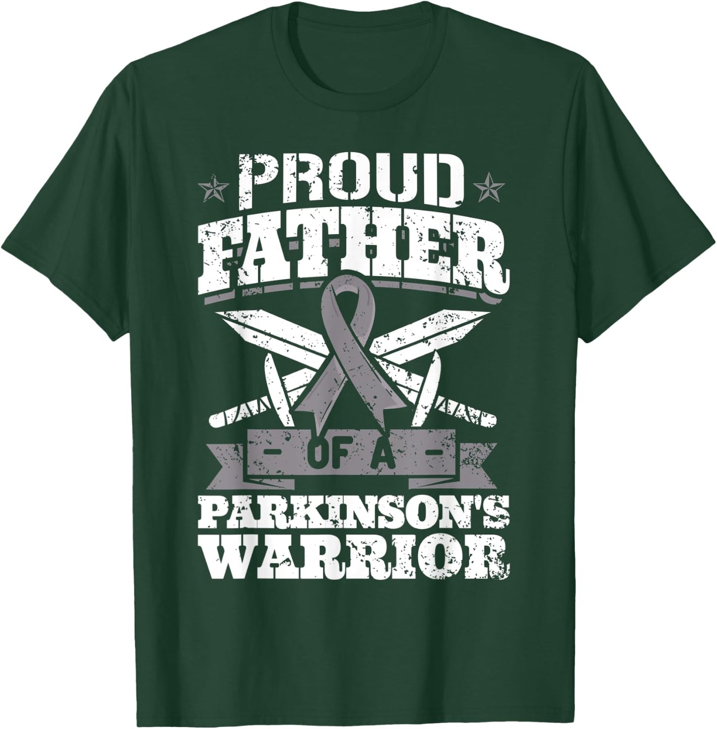 Proud Father Of A Parkinson's Warrior PD Awareness Ribbon T-Shirt - T-Shirt | Forest