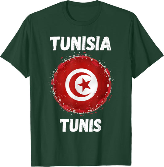 Tunis Tunisia Retro Vintage Sport Tunisian Flag Souvenirs T-Shirt - T-Shirt | Forest