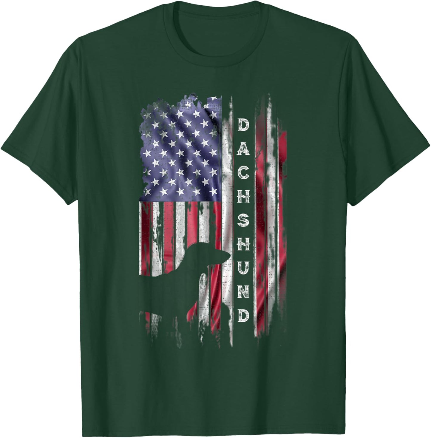 Vintage American Flag Dachshund Dog Wiener Lover Silhouette Kids Men T-Shirt - T-Shirt | Forest