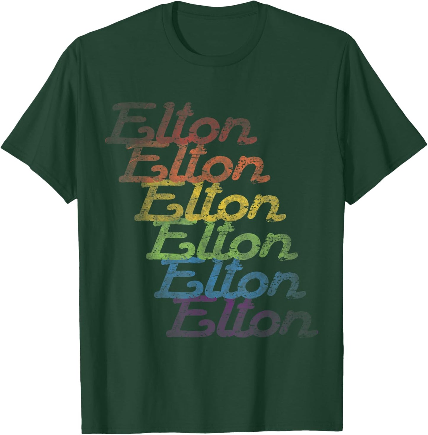 Elton First Name Rainbow Retro Style - Men Boys Named Elton T-Shirt - T-Shirt | Forest
