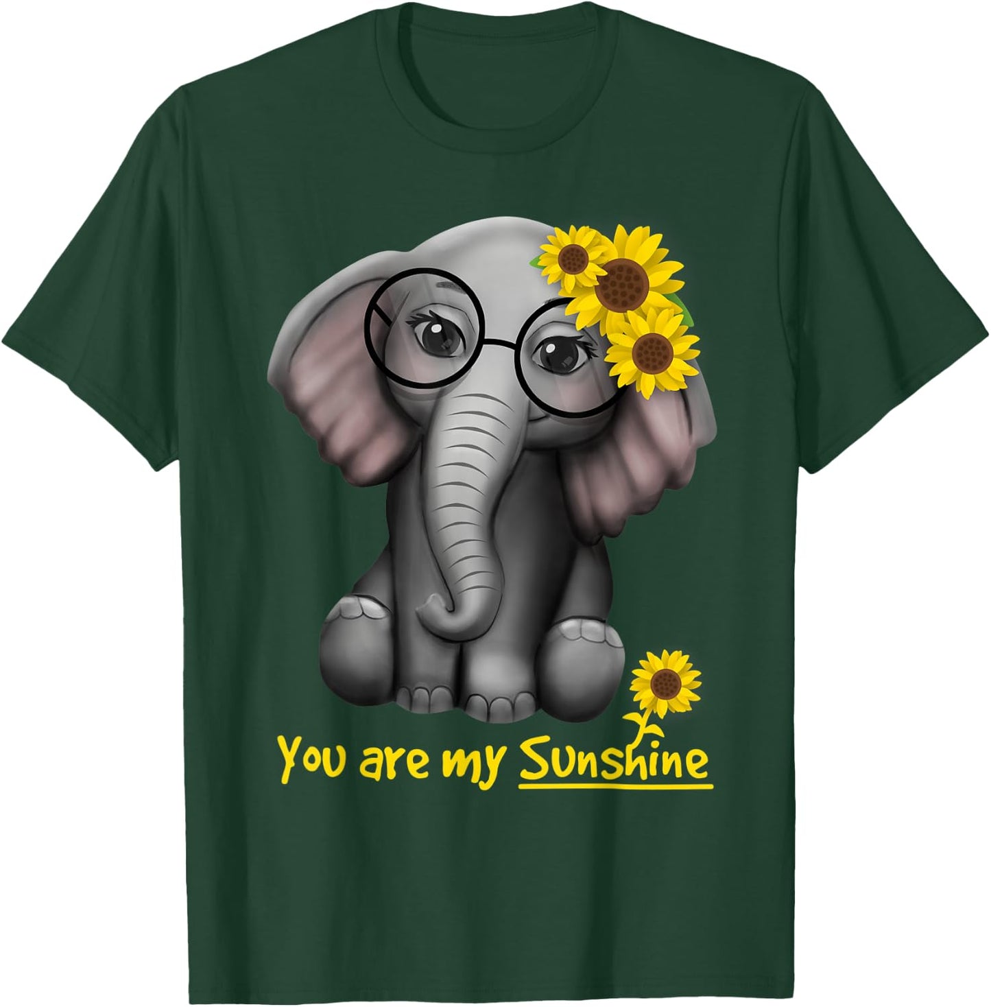 You Are My Sunshine Elephant Sunflower Clothing Women Kids T-Shirt - T-Shirt | Forest