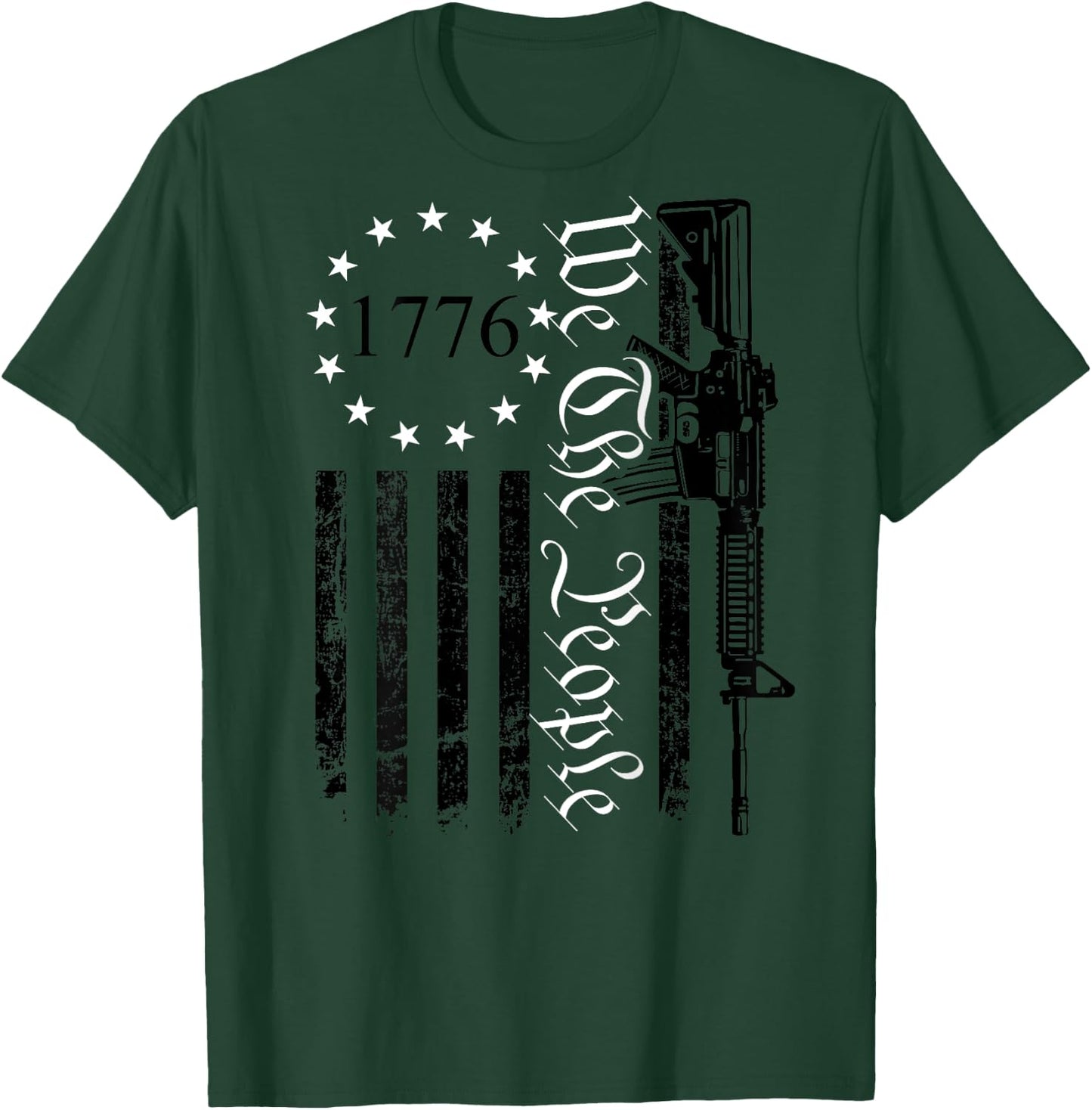 We The People - Gun Rights AR15 Pro Guns USA Flag (ON BACK) Men T-Shirt - T-Shirt | Forest