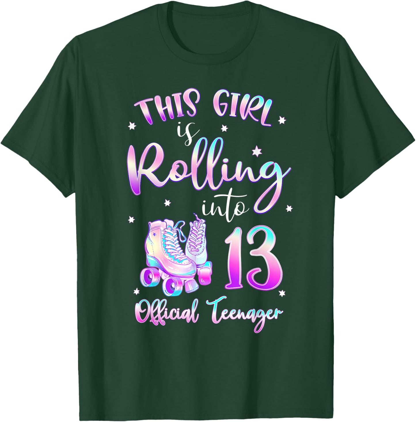 13th Birthday Rolling Into 13 Official Teenager Roller Skate T-Shirt - T-Shirt | Forest