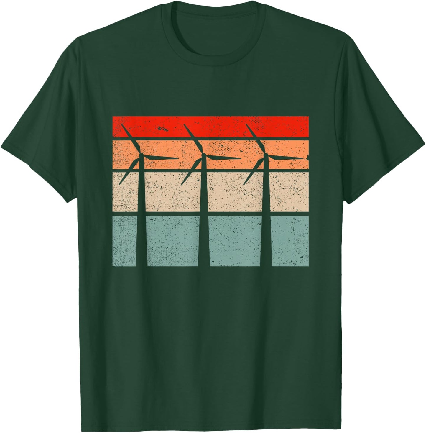 Retro Vintage Wind Turbine Technician Wind Energy T-Shirt - T-Shirt | Forest