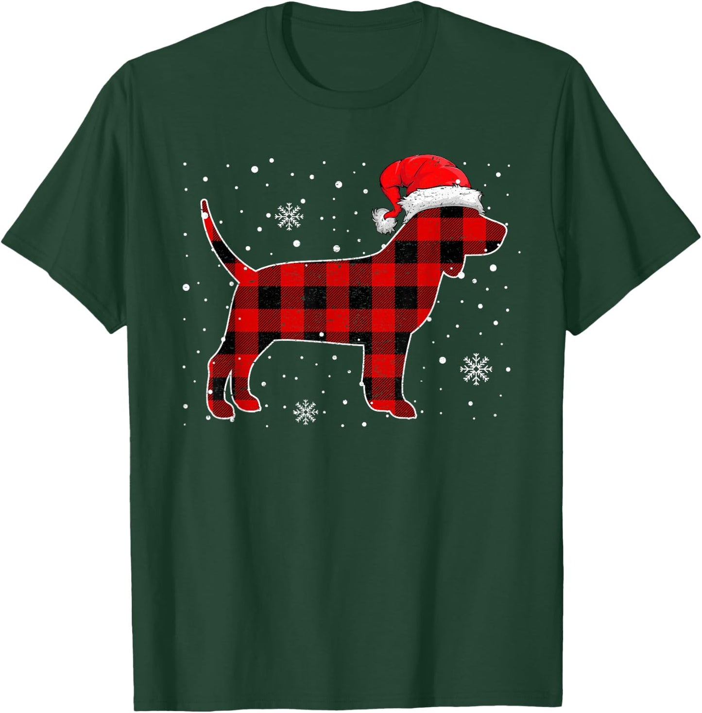 Christmas Buffalo Plaid Dog Shirt, Christmas Beagle Pajama T-Shirt - T-Shirt | Forest