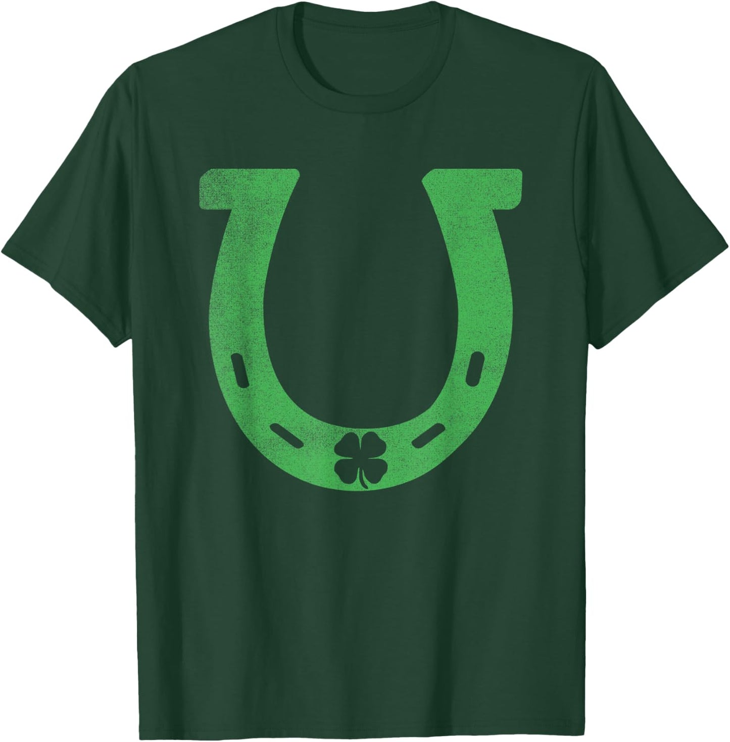 Horseshoe Gift St. Patrick's Day Shamrock Irish Clover Lucky T-Shirt - T-Shirt | Forest