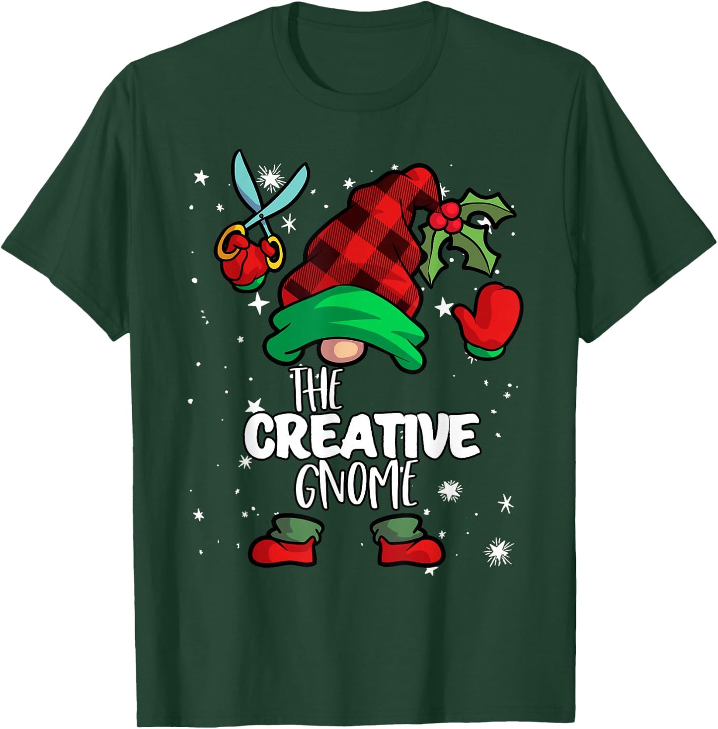 Creative Gnome Red Buffalo Plaid Matching Family Christmas T-Shirt - T-Shirt | Forest