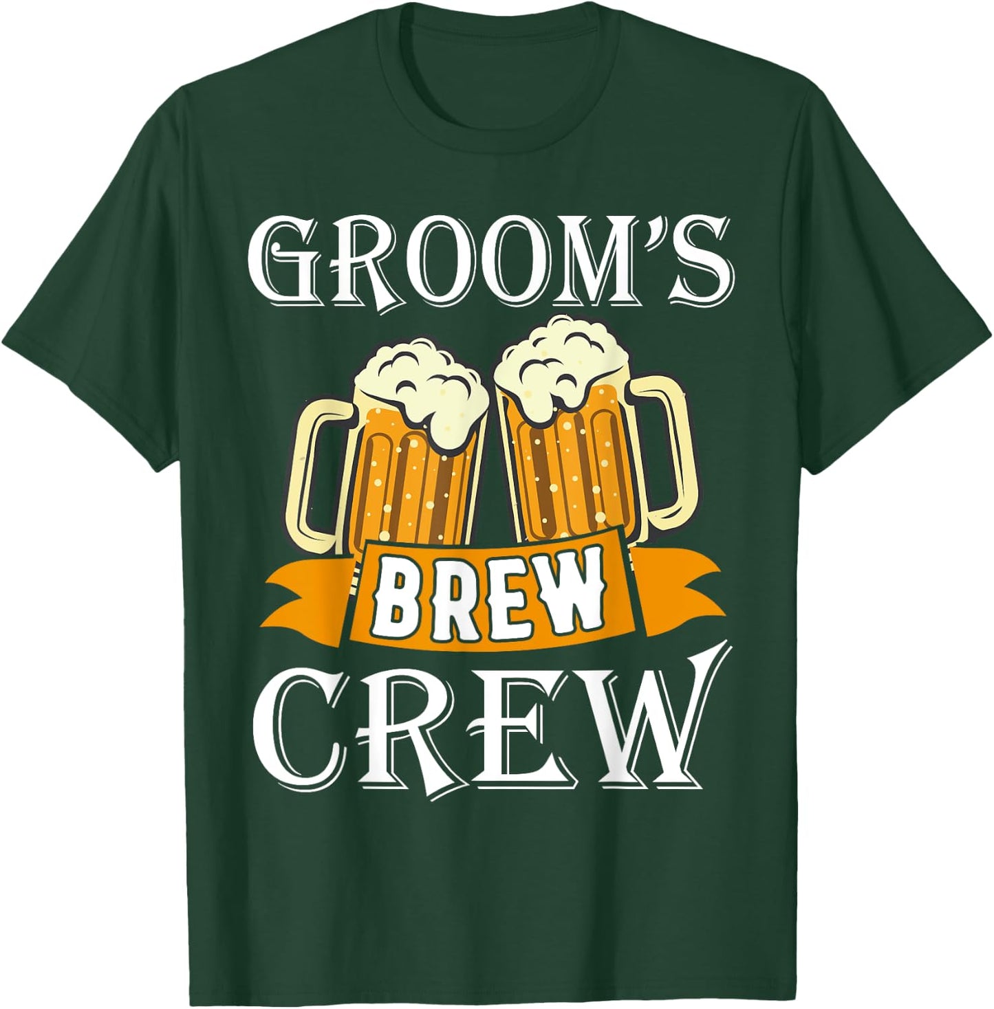 Groom's Brew Beer Crew Party Wedding Drinking Team Funny T-Shirt - T-Shirt | Forest
