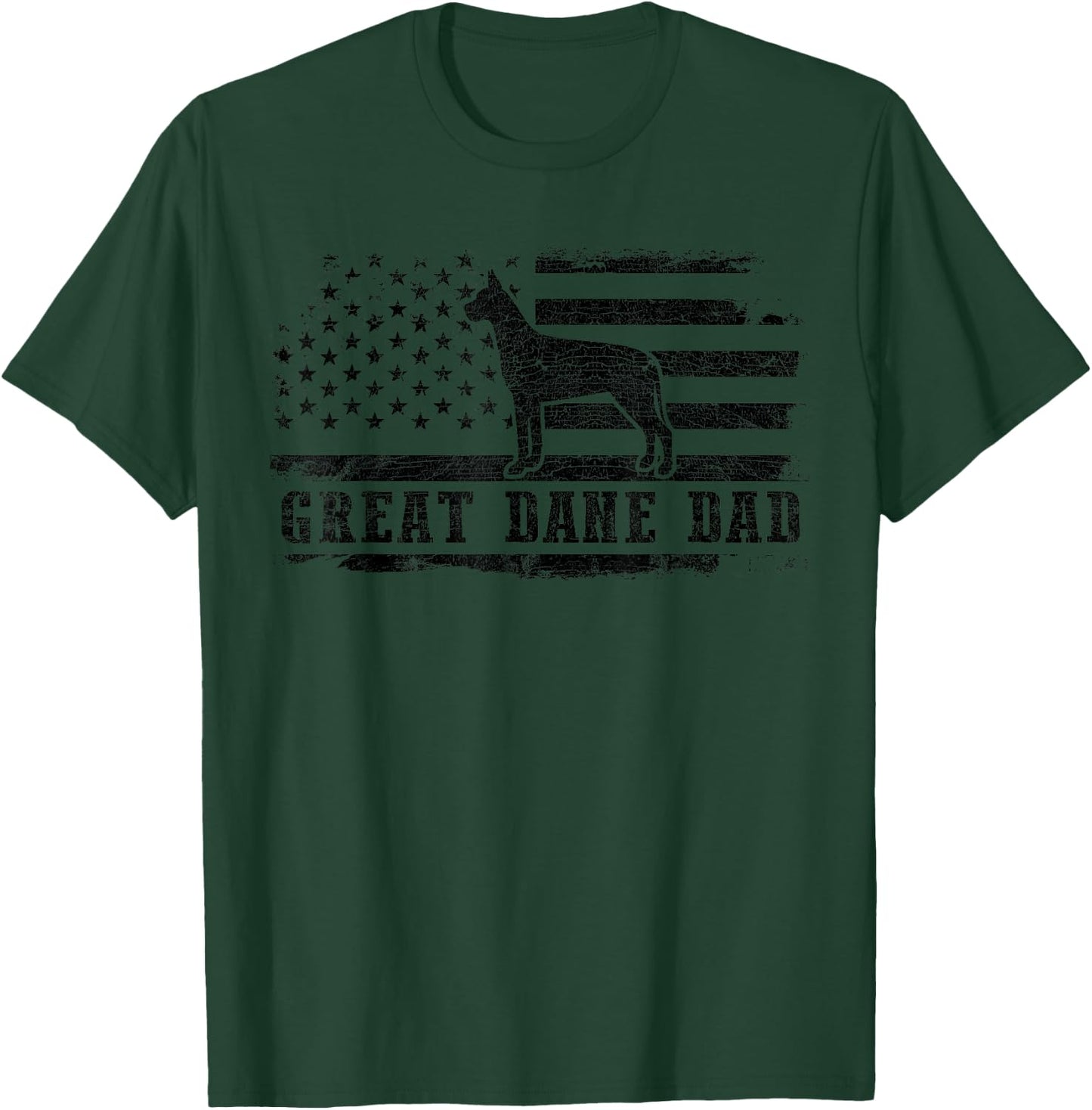 Great Dane Dad Distressed American Flag Patriotic Dog T-Shirt - T-Shirt | Forest