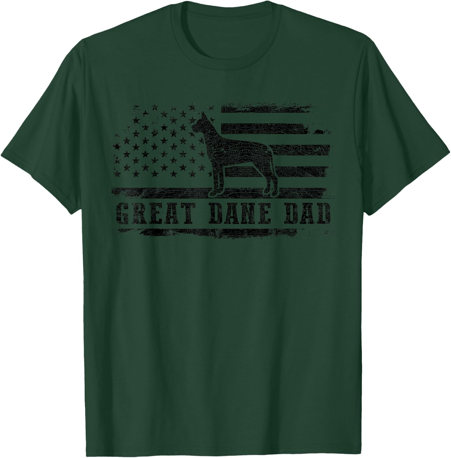 Great Dane Dad Distressed American Flag Patriotic Dog T-Shirt - T-Shirt | Forest