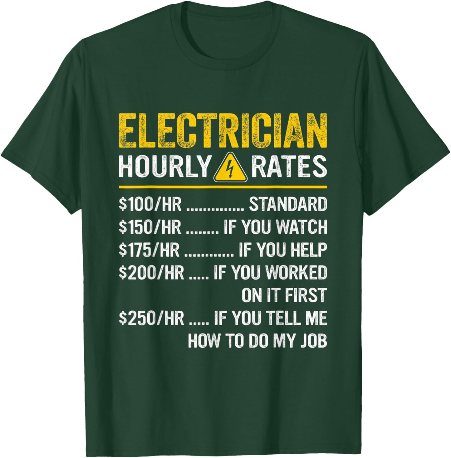 Funny Vintage Electricians Apparel Electrician Hourly Rates T-Shirt - T-Shirt | Forest