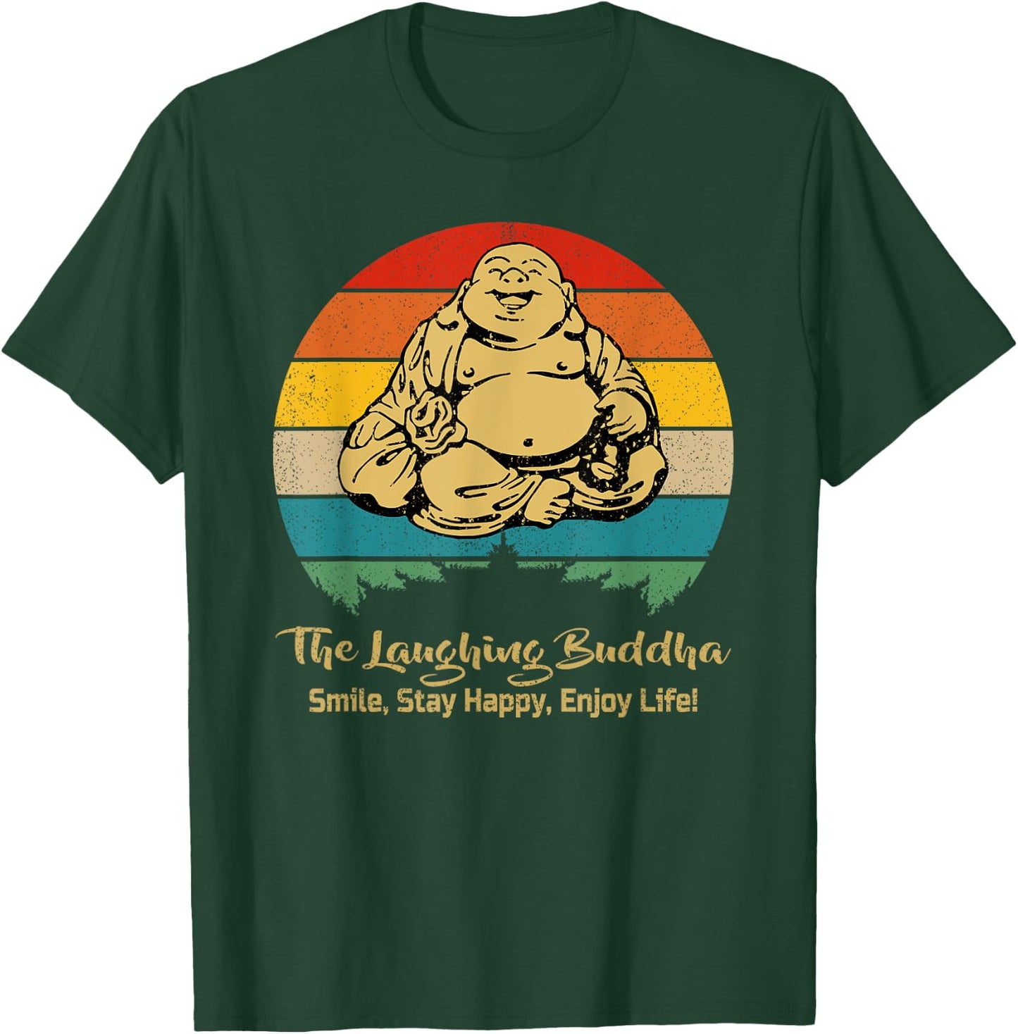 Laughing Smiling Vintage Retro Design Buddha T-Shirt - T-Shirt | Forest