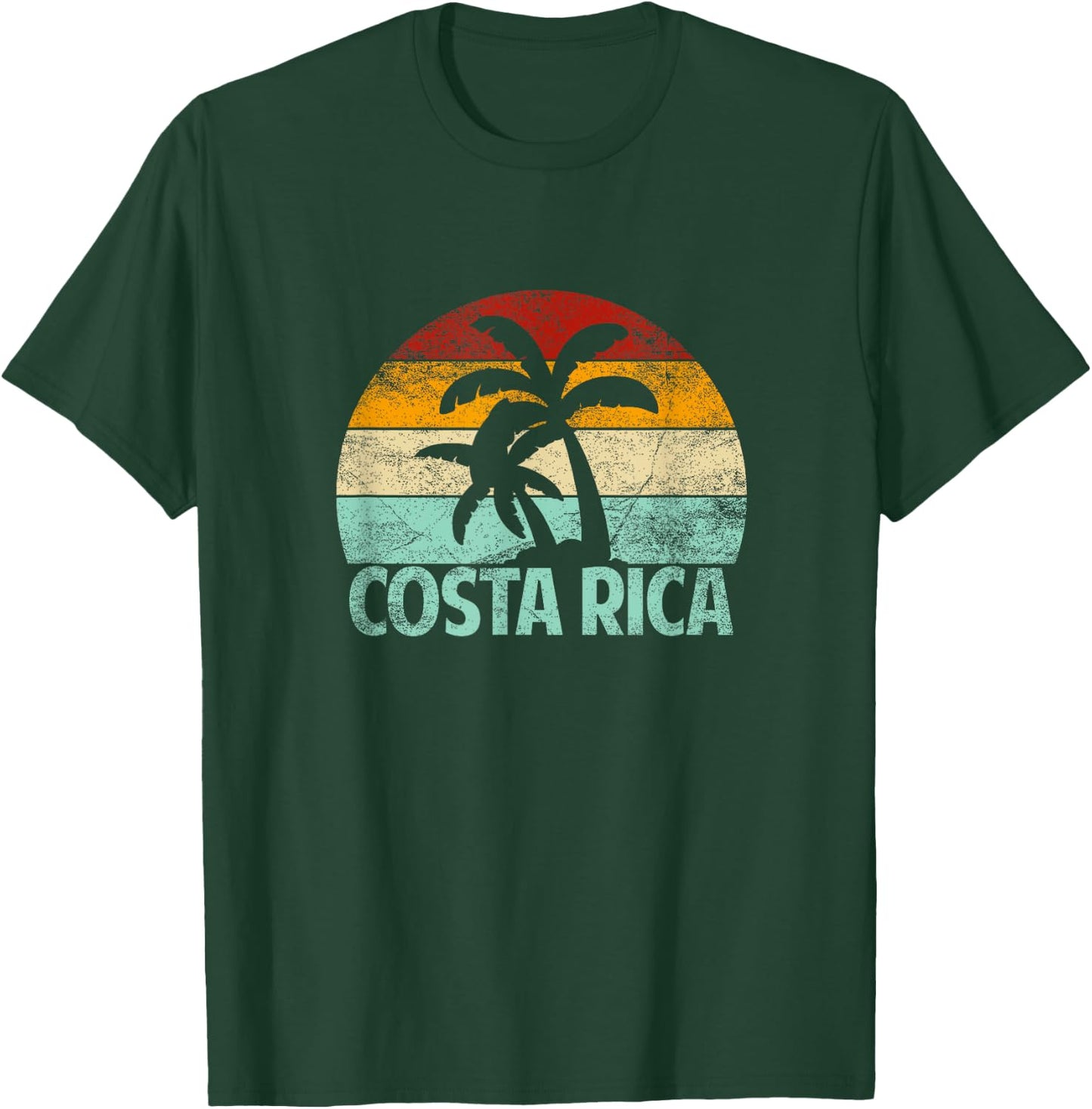 Costa Rica Beach Sunset Palm Tree Retro Vacation Costa Rica T-Shirt - T-Shirt | Forest