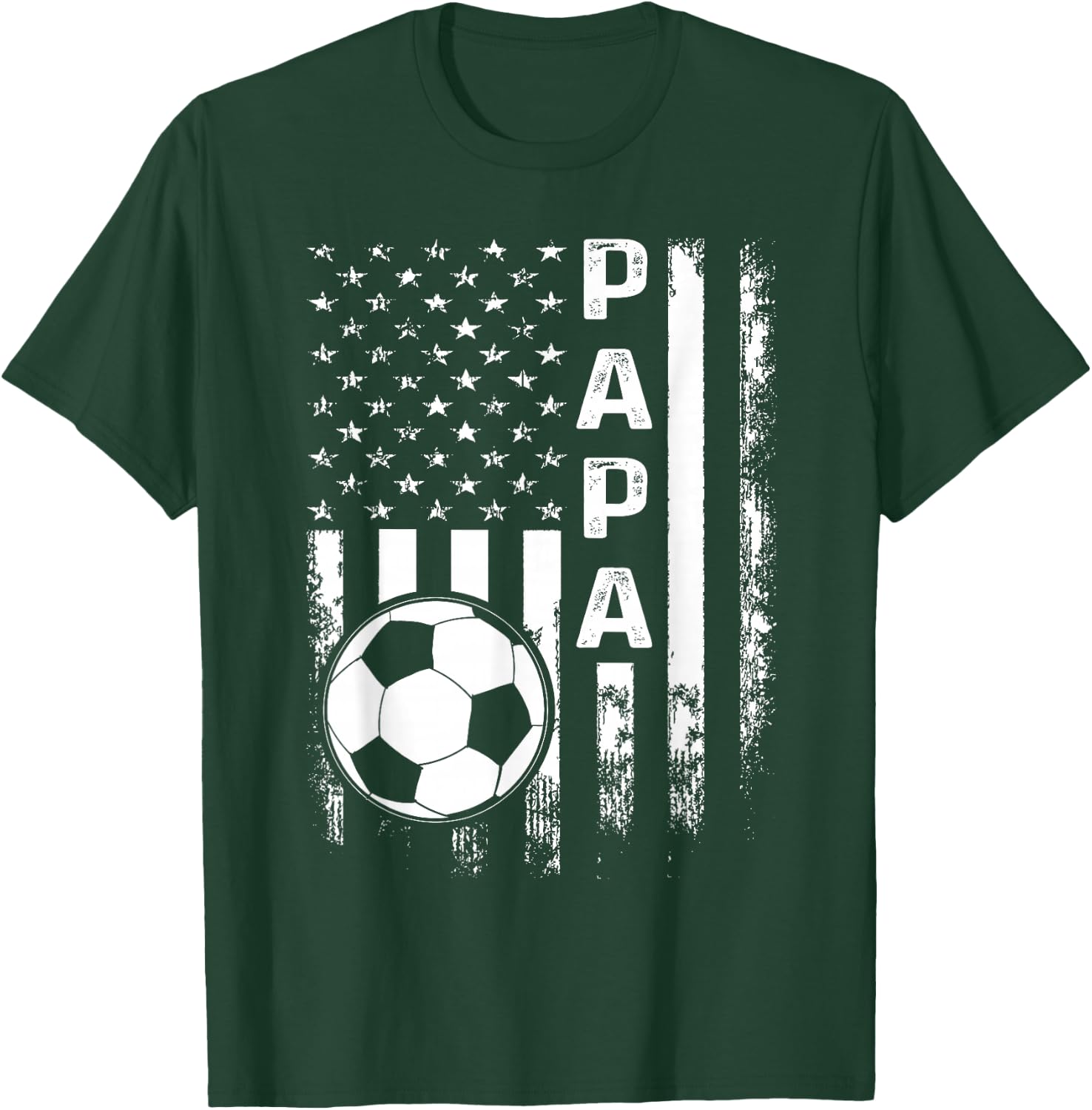 Soccer Papa American Flag Vintage Christmas Xmas T-Shirt - T-Shirt | Forest