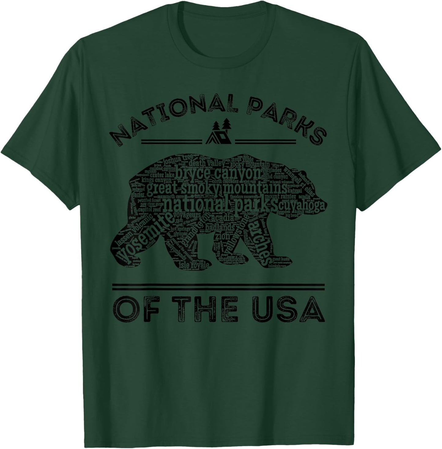 National Parks Bear Hiking Travel Camping Outdoors Retro USA Small T-Shirt - T-Shirt | Forest
