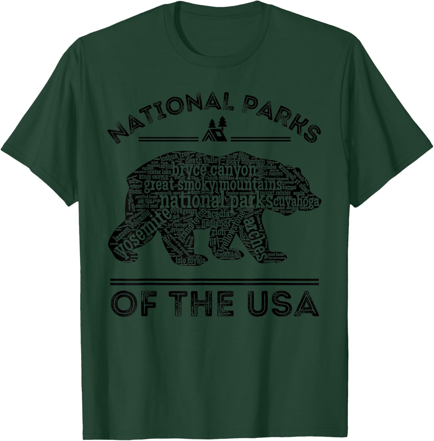 National Parks Bear Hiking Travel Camping Outdoors Retro USA Small T-Shirt - T-Shirt | Forest