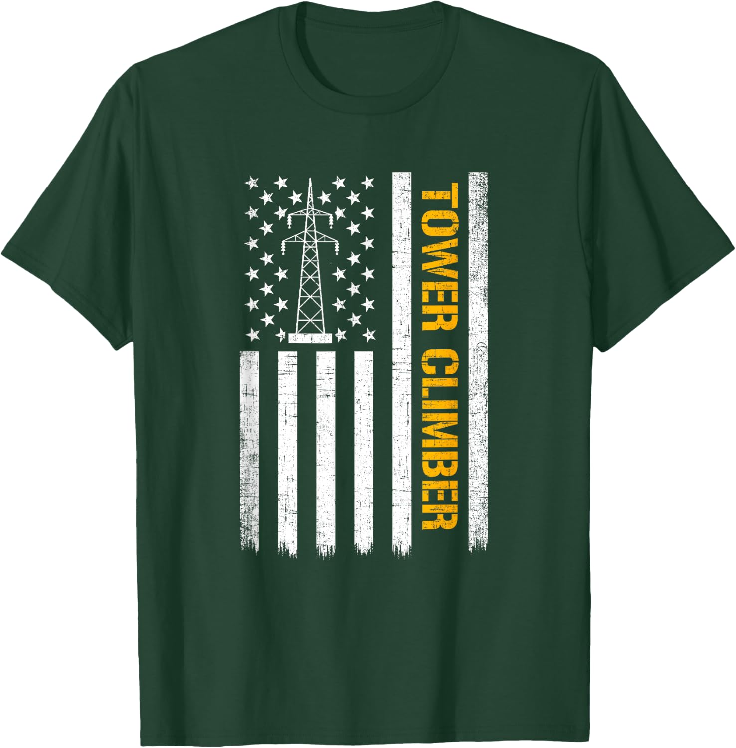 Tower Climber American Flag, Tower Climber T-Shirt - T-Shirt | Forest
