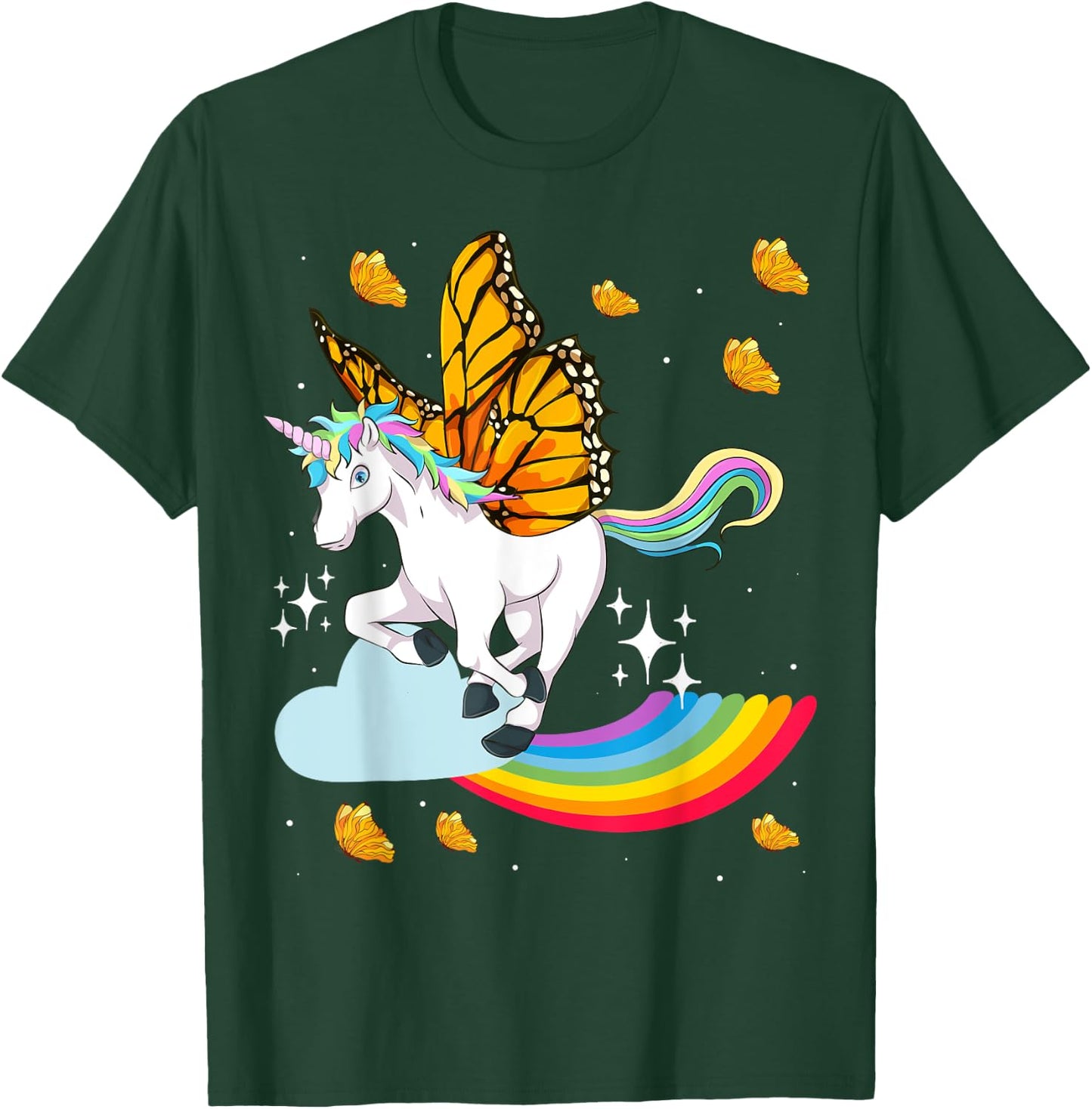 Fantasy Butterfly Animal Rainbow Magical Creature Unicorn T-Shirt - T-Shirt | Forest