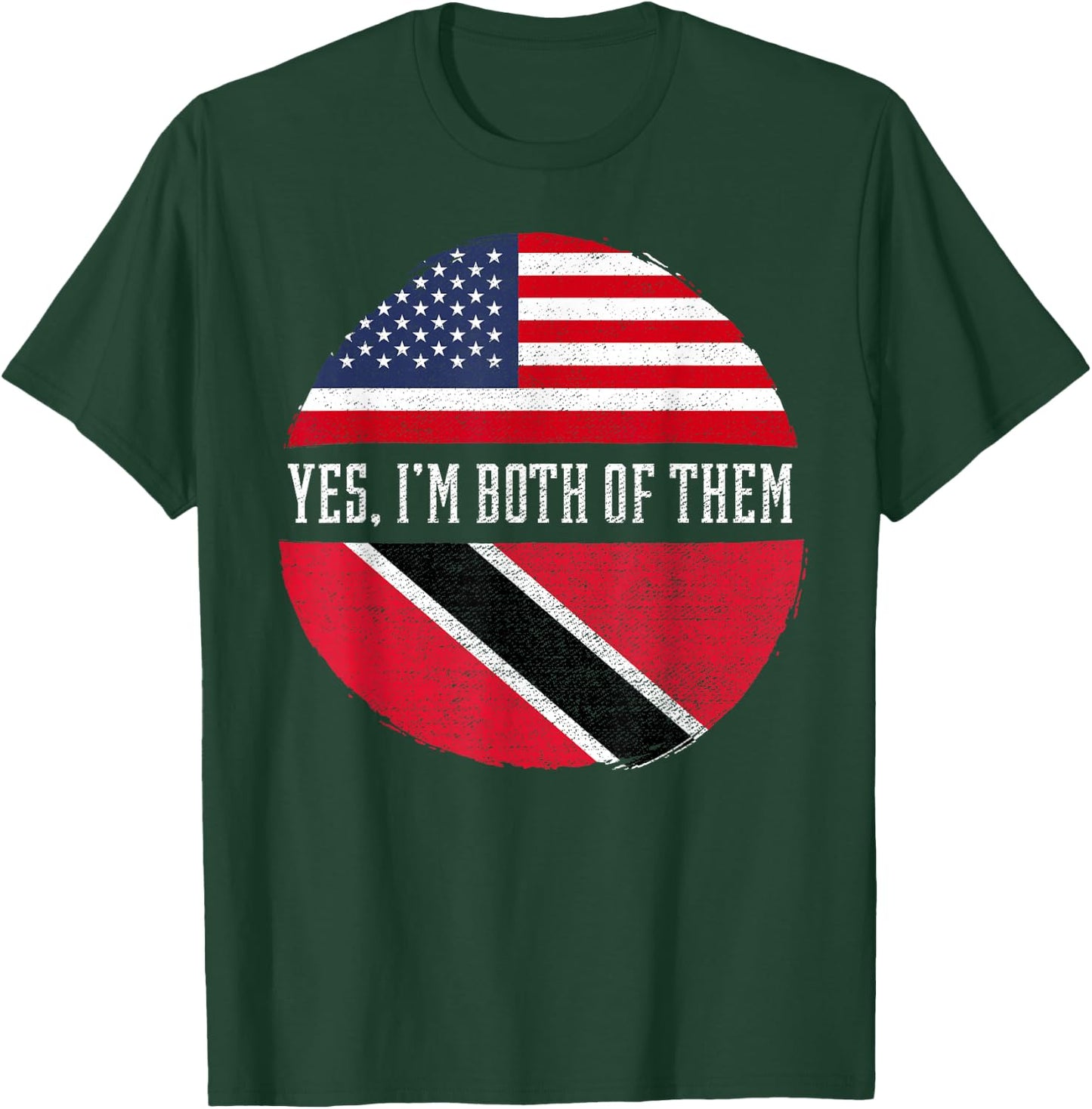 Half American Half Trinbagonian USA Flag Trinidad and Tobago T-Shirt - T-Shirt | Forest
