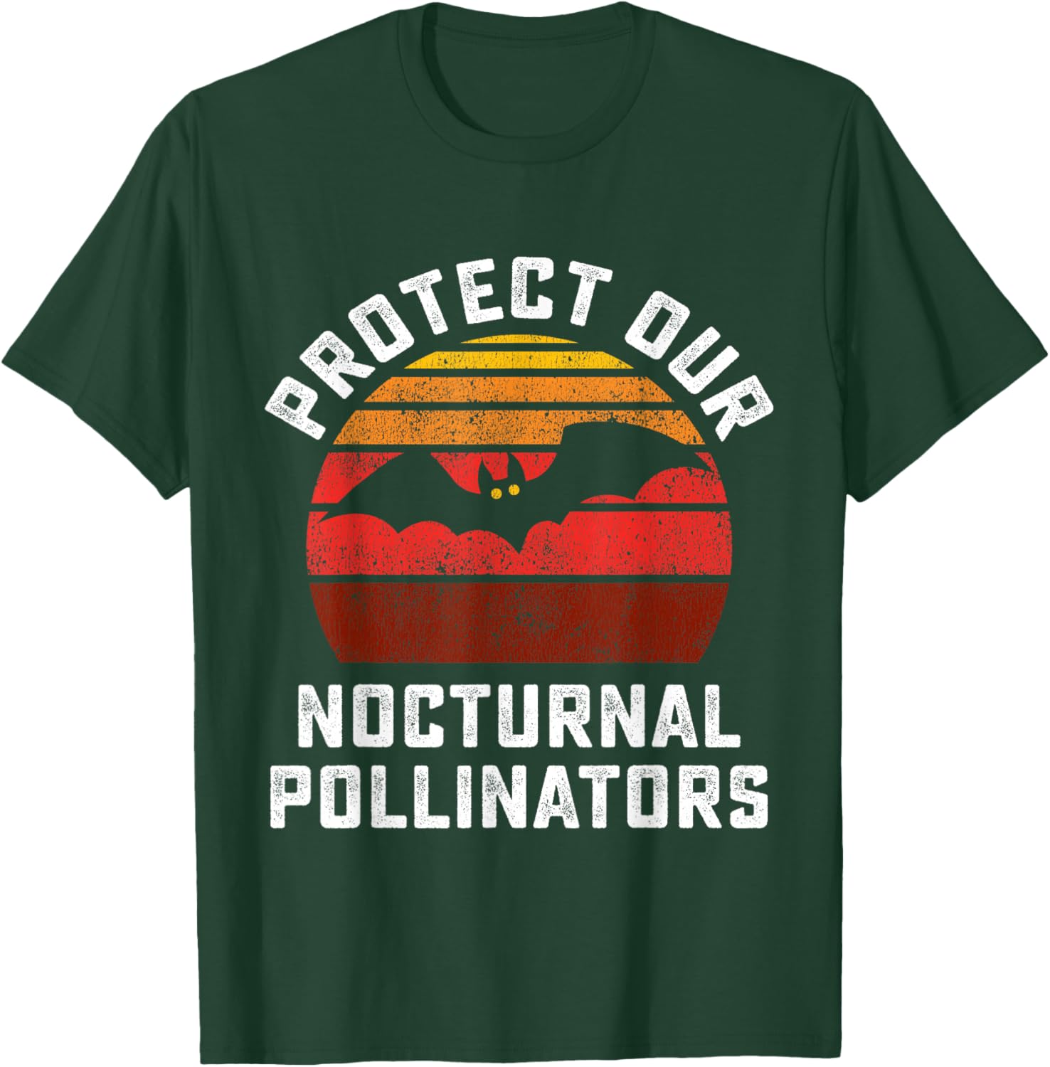 Protect Our Nocturnal Pollinators Bat Retro Halloween Bats T-Shirt - T-Shirt | Forest