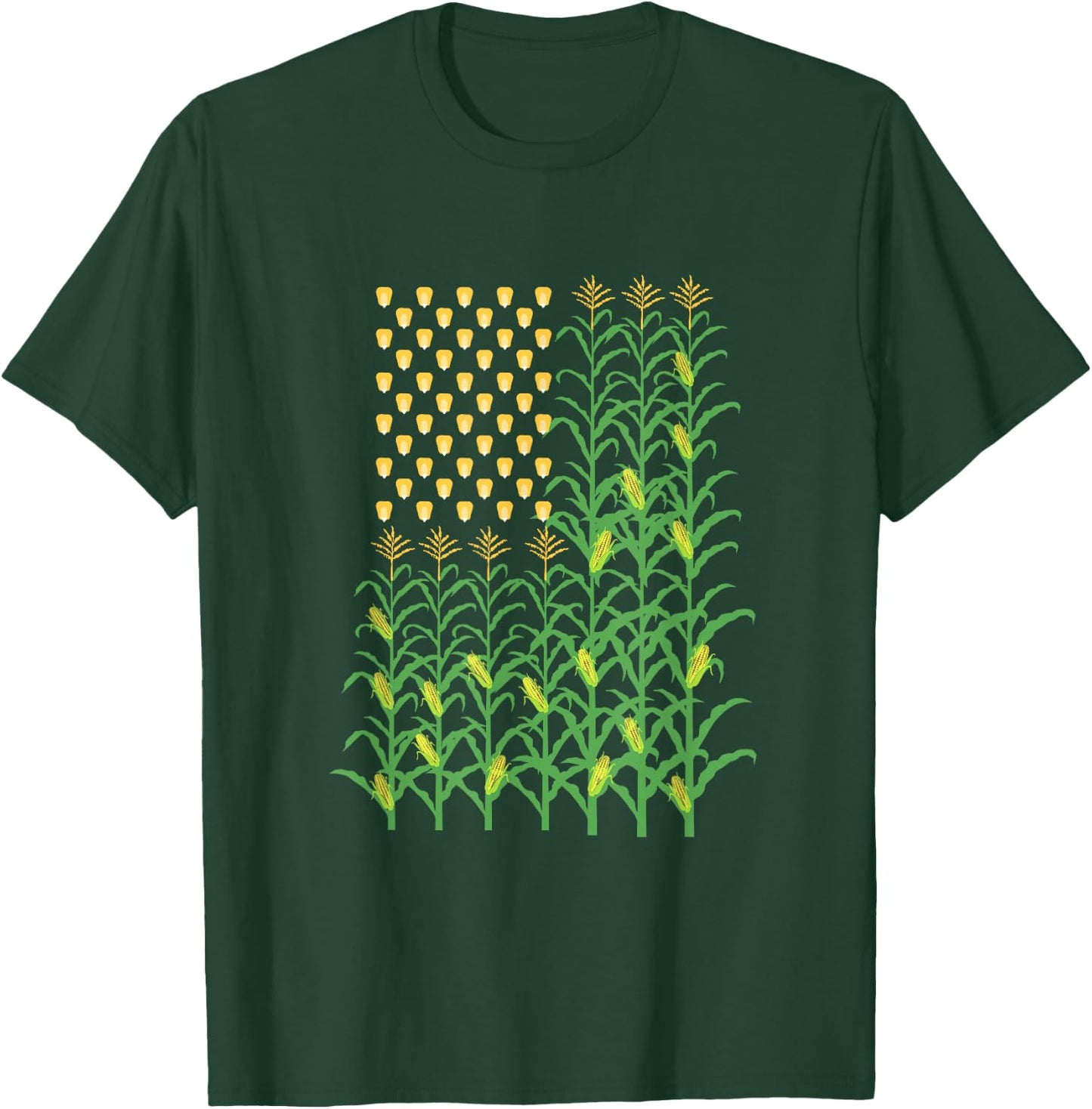 Corn Farmer - American Flag Crop Farmers Farm Farming Gift T-Shirt - T-Shirt | Forest