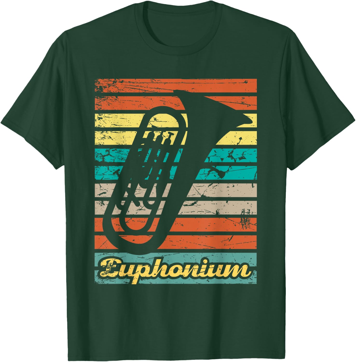 Retro Euphonium Player Euphoniumist Marching Band T-Shirt - T-Shirt | Forest