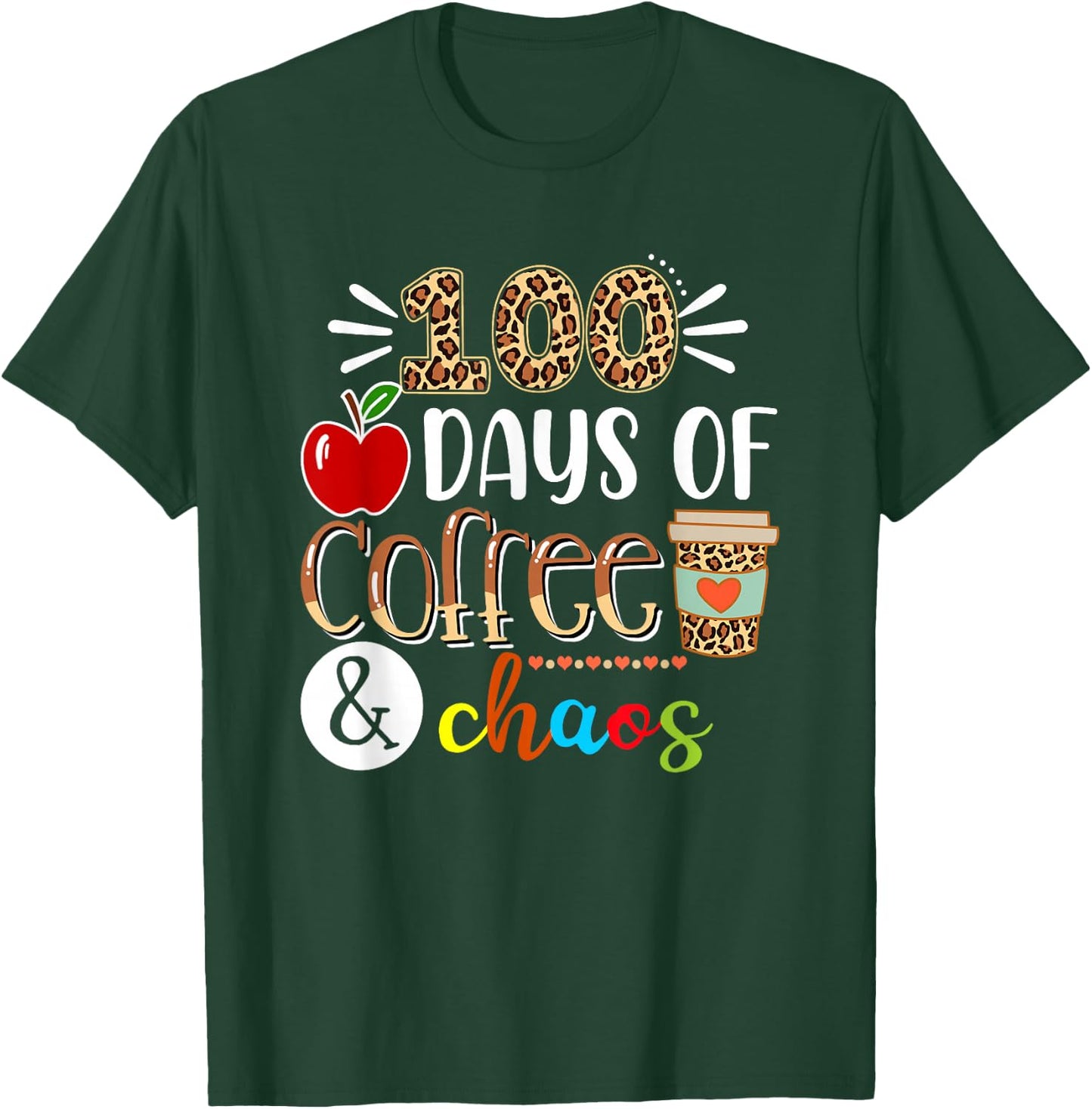 100 Days of School Gifts for Teacher, Teacher 100 Days T-Shirt - T-Shirt | Forest