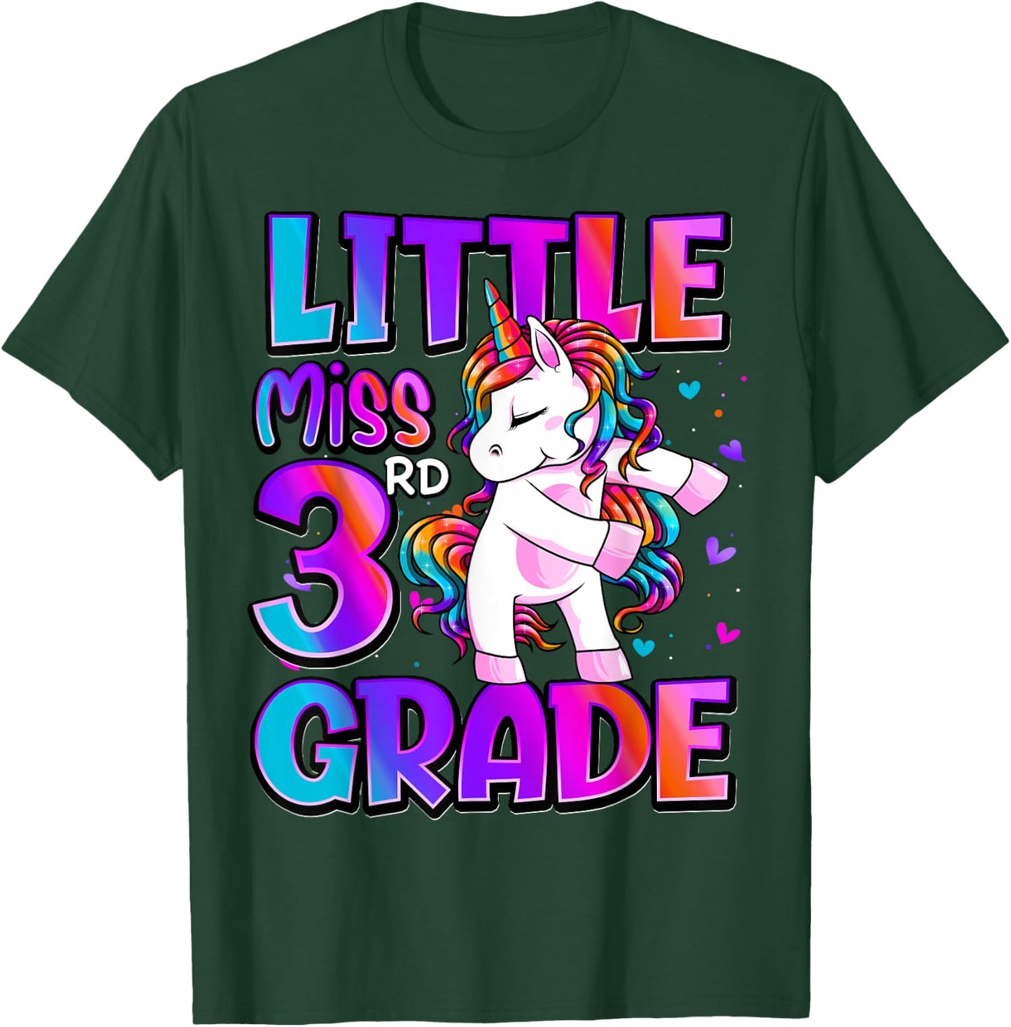 Little Miss 3rd Grade Unicorn Back To School 3rd Grade Girls T-Shirt - T-Shirt | Forest
