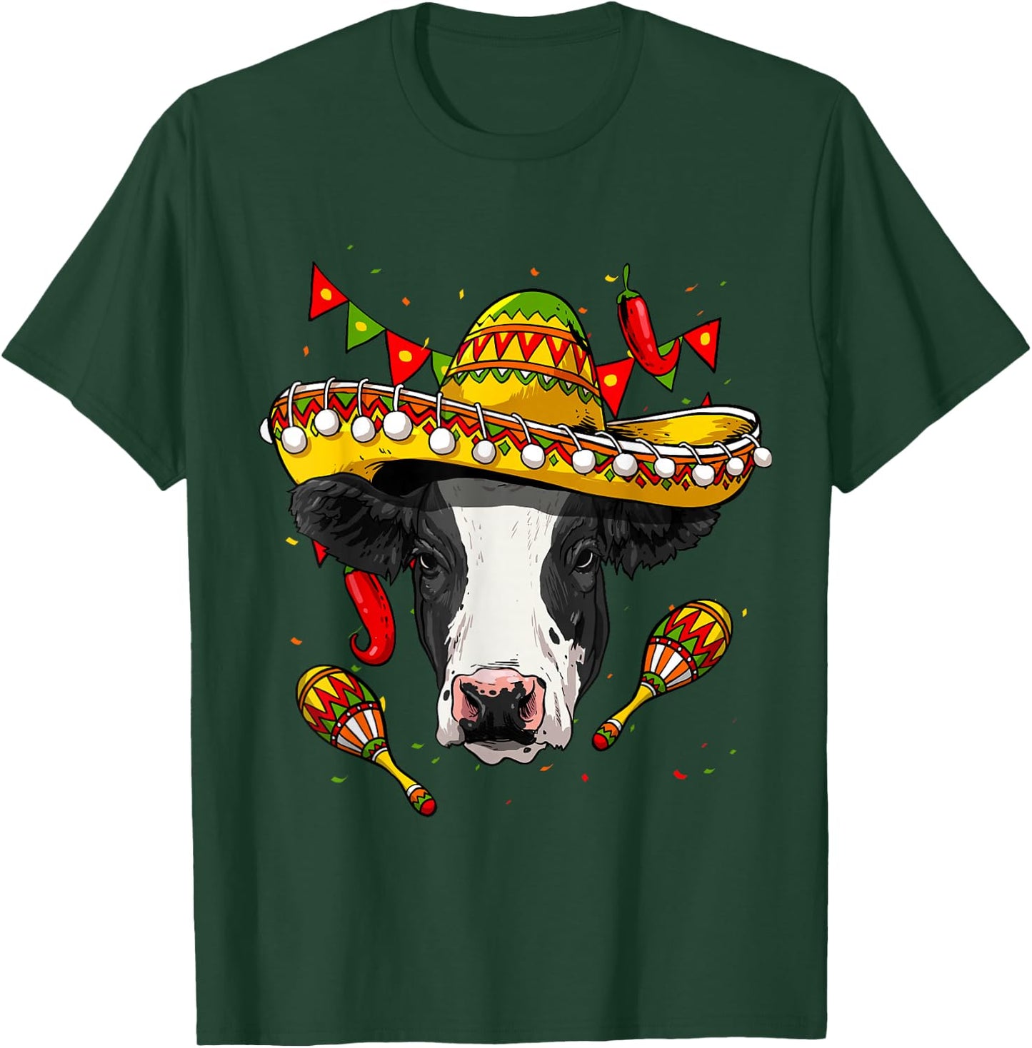 Cinco de Mayo Cow Mexican Lover Sombrero Cow T-Shirt - T-Shirt | Forest