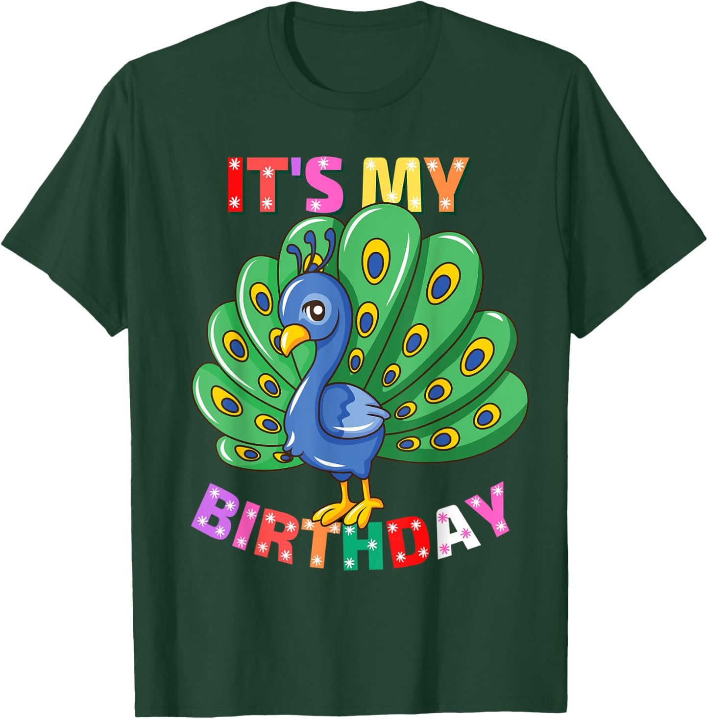 It's My Birthday Peacock Girls Birthday Peacock T-Shirt - T-Shirt | Forest