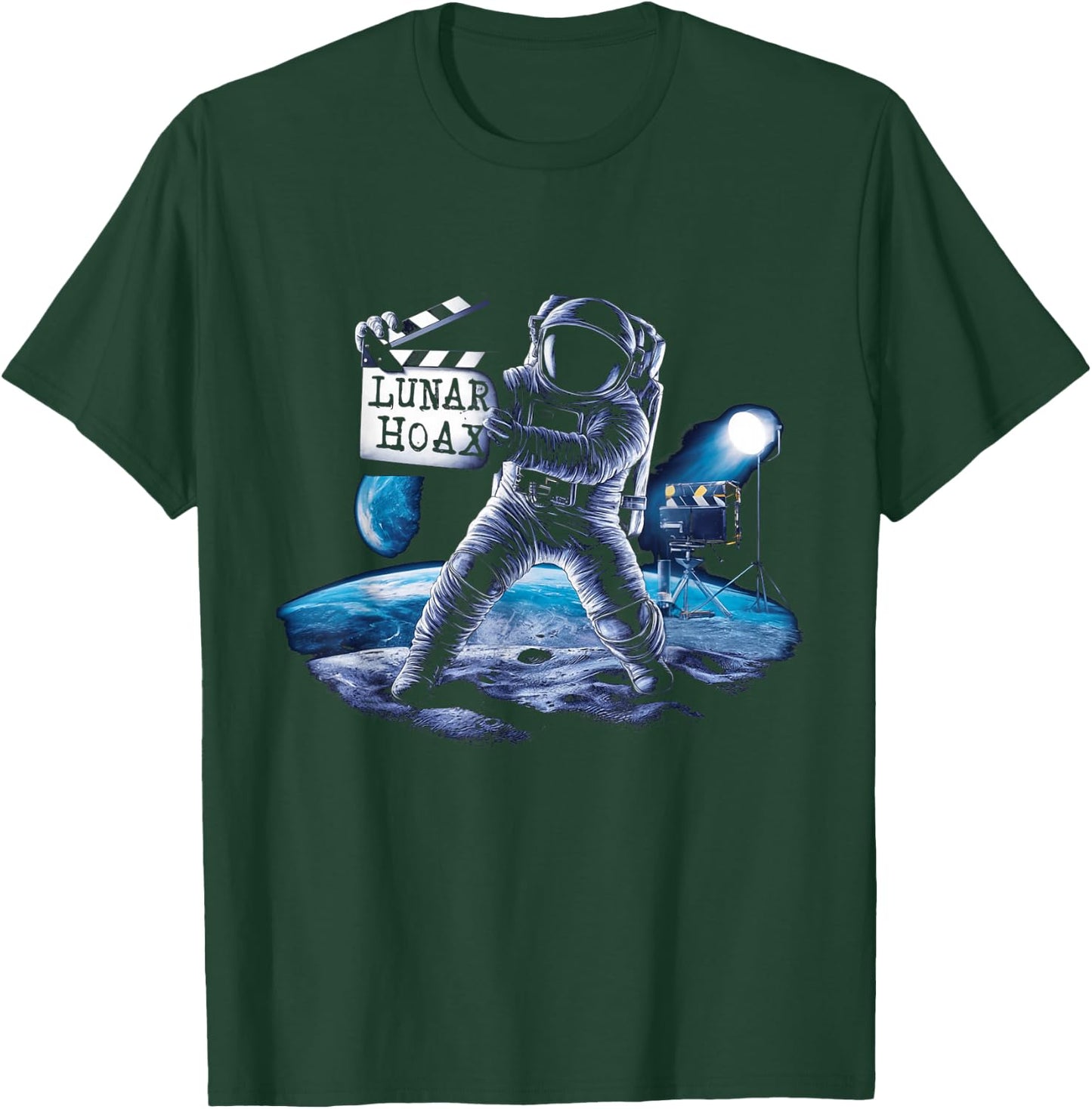 Astronaut Lunar Hoax Moon Landing Conspiracy Theory T-Shirt - T-Shirt | Forest