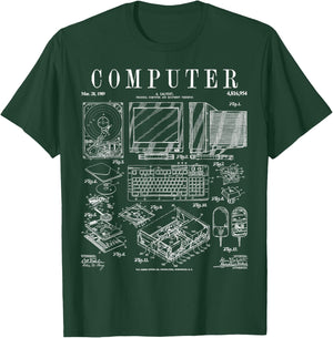 Computer Gamer Geek Vintage IT PC Hardware Patent Print T-Shirt - T-Shirt | Forest