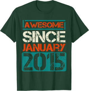 Awesome Since January 2015 shirt 7th 7 Years boys or girls T-Shirt - T-Shirt | Forest