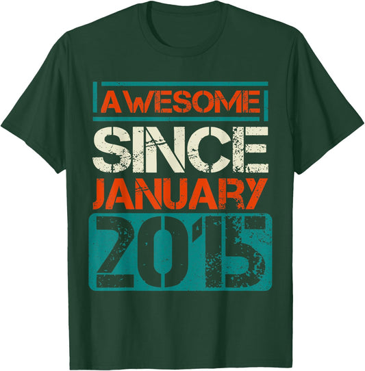 Awesome Since January 2015 shirt 7th 7 Years boys or girls T-Shirt - T-Shirt | Forest