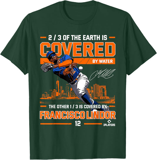 Francisco Lindor Covered Paquito New York MLBPA T-Shirt - T-Shirt | Forest