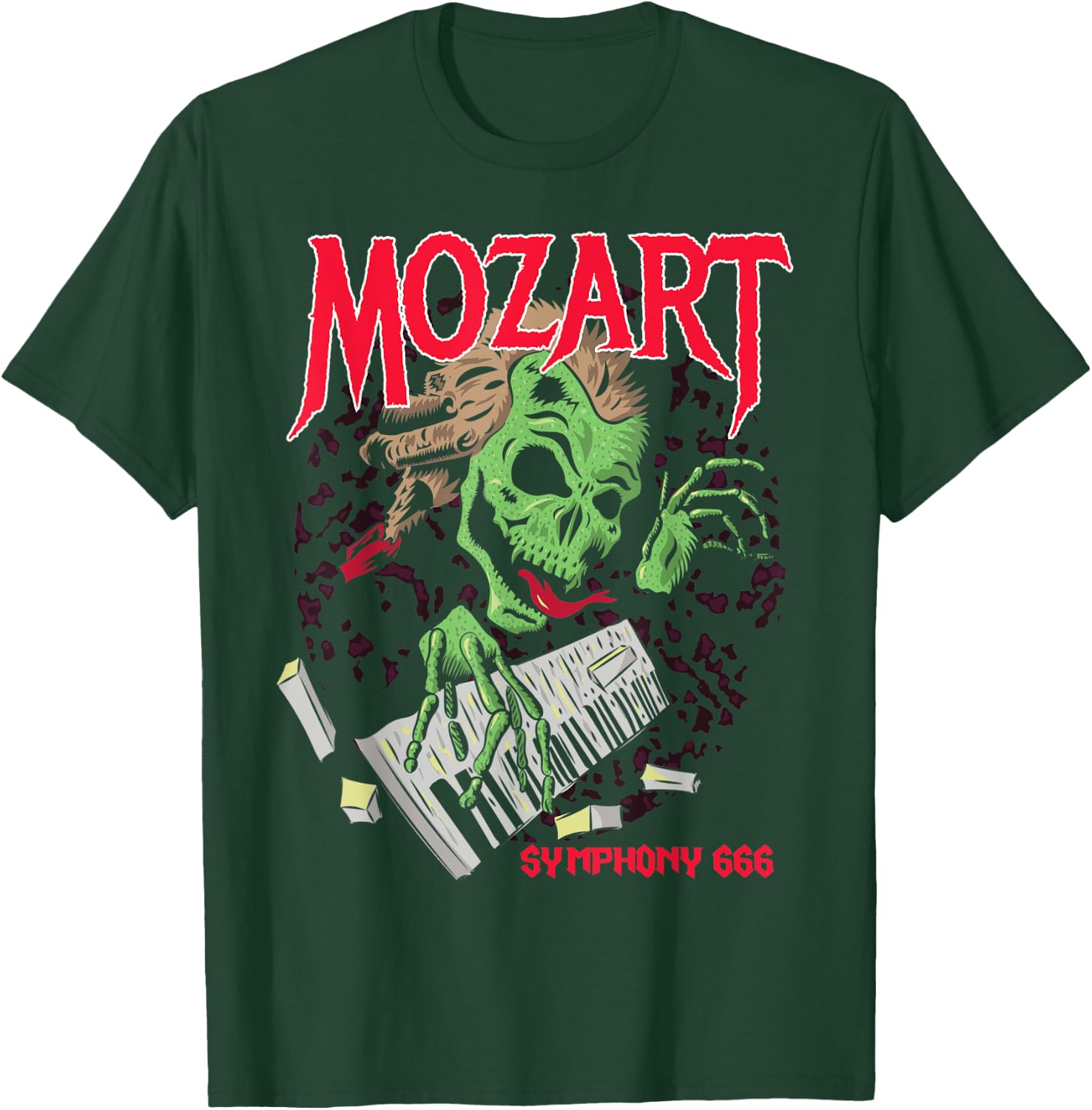 Symphony 666 80s Metal Mozart Mashup Parody Classical Music T-Shirt - T-Shirt | Forest