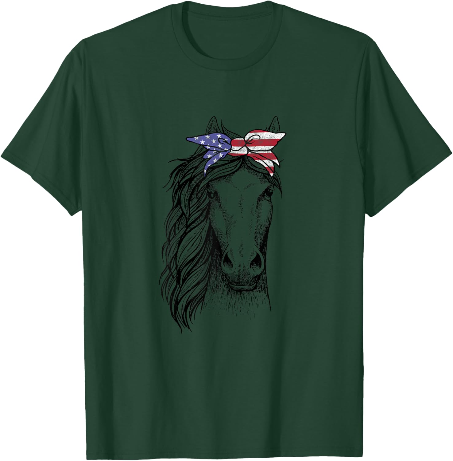 Horse Lovers Clothes with Bandana Apparel Women Kids Girls T-Shirt - T-Shirt | Forest