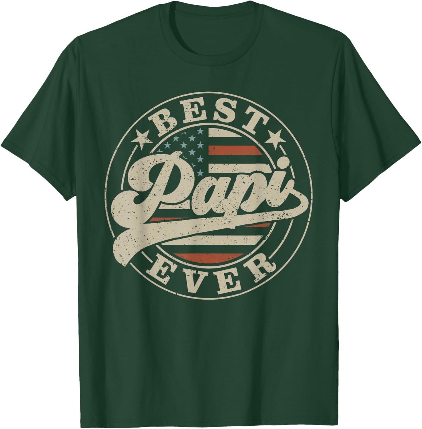 Best Papi Ever American US Flag Funny Father's Day T-Shirt - T-Shirt | Forest